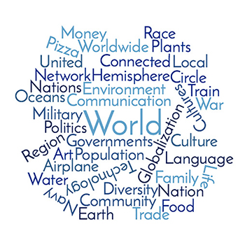 World Earth Network Community Culture Communication Technology Cultures United Nations Nation Oceans Food Language Pizza Worldwide Plants Money Politics Circle Trade Train Globalization Airplane Navy Military War Governments Population Family Life Environment Water Diversity Art Connected Local Region Hemisphere Race